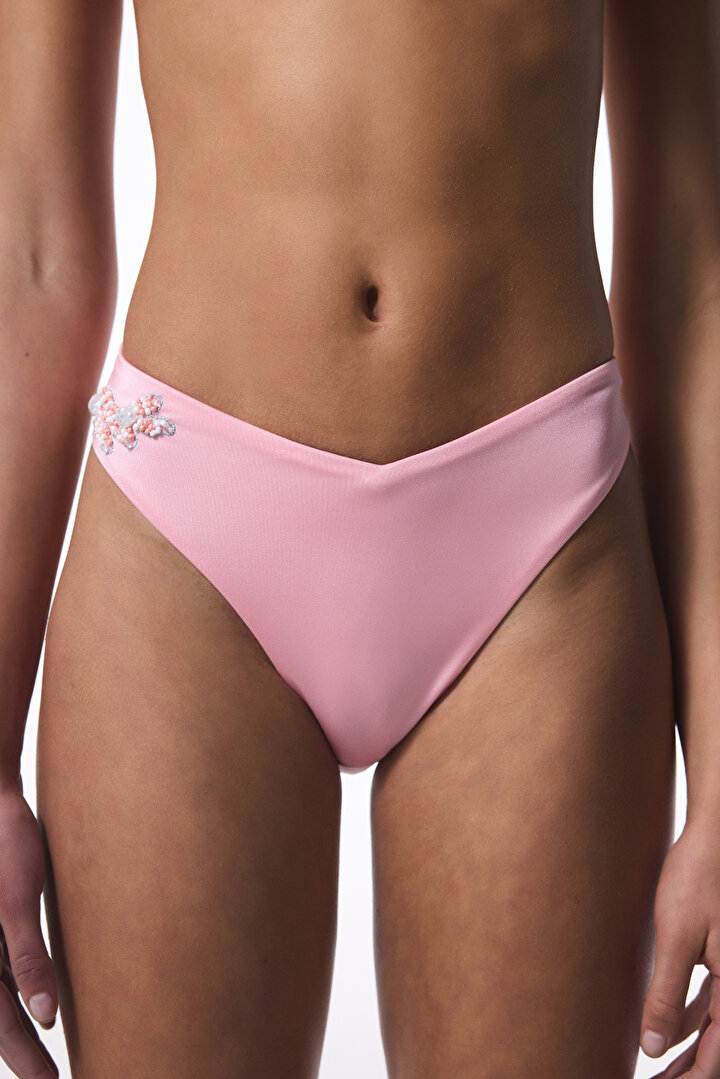 Pembe Boncuk Detaylı V Kesim Bikini Altı - Gamze Erçel Koleksiyonu - 2