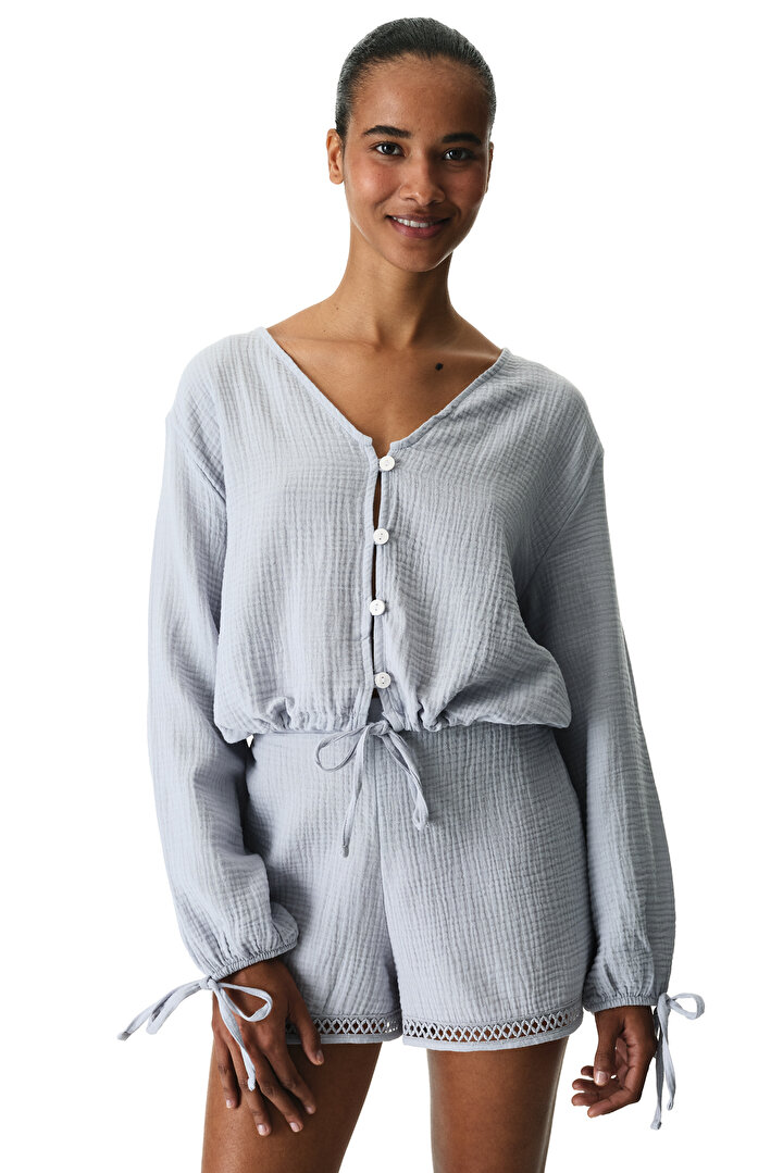 Gri Lessi Balloon Gömlek - 1