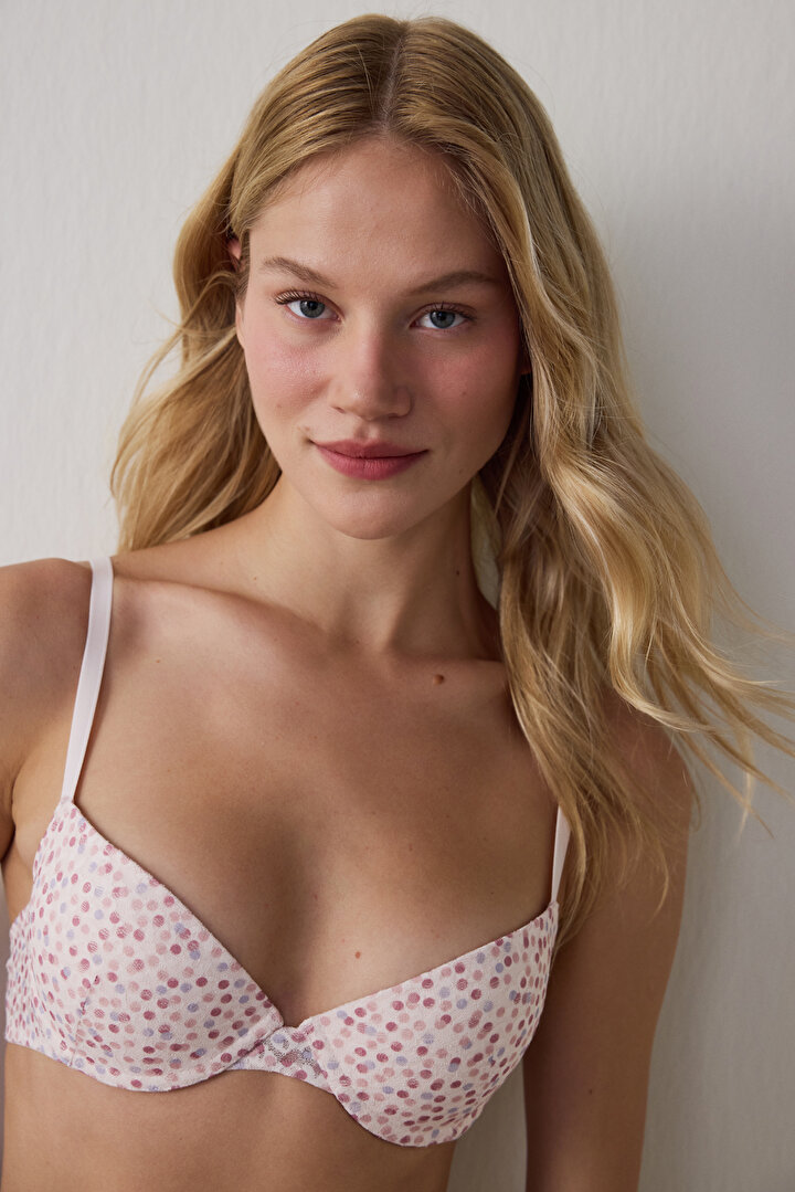 Açık Pembe Pleasure Desenli Lace Dantel Sütyen - 1