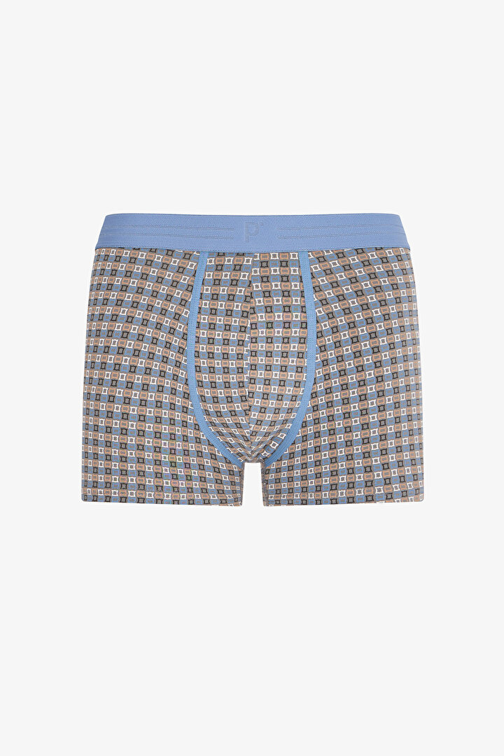 Erkek Grid Çizgili 3'lü Boxer - 2