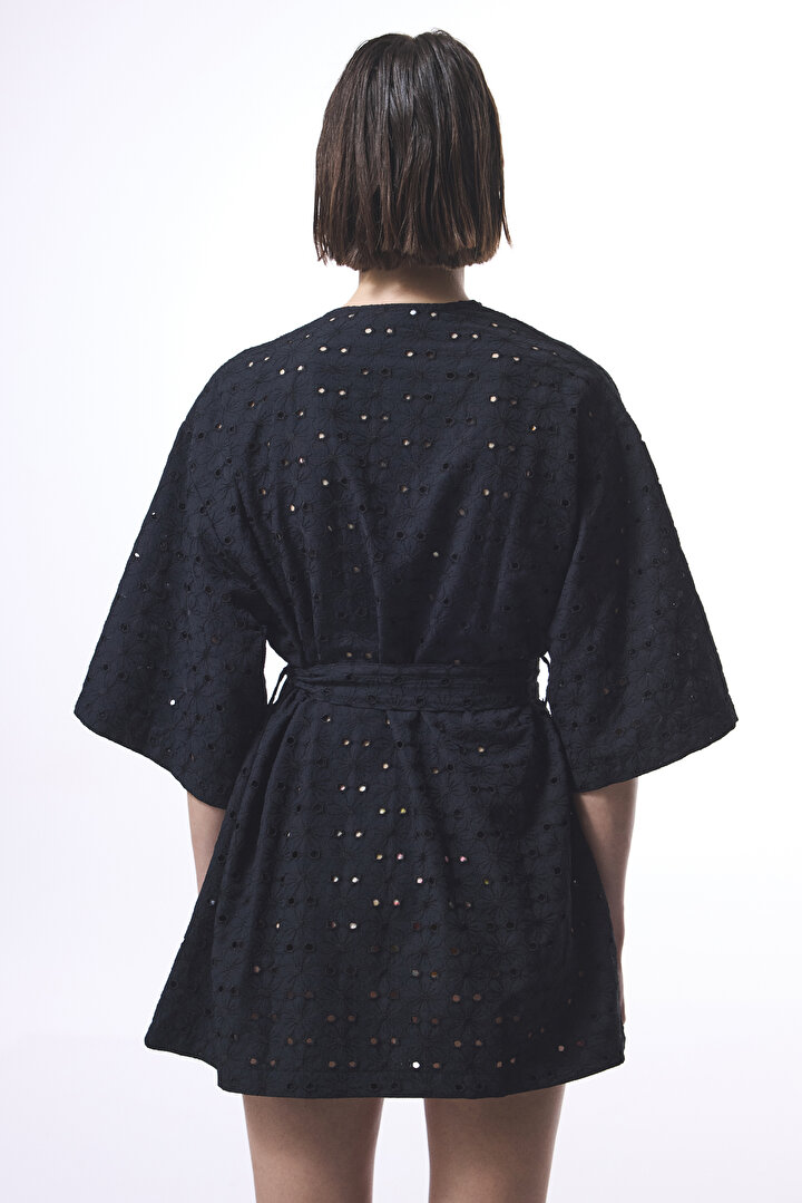 Siyah Bağlama Detaylı  Kimono - 2