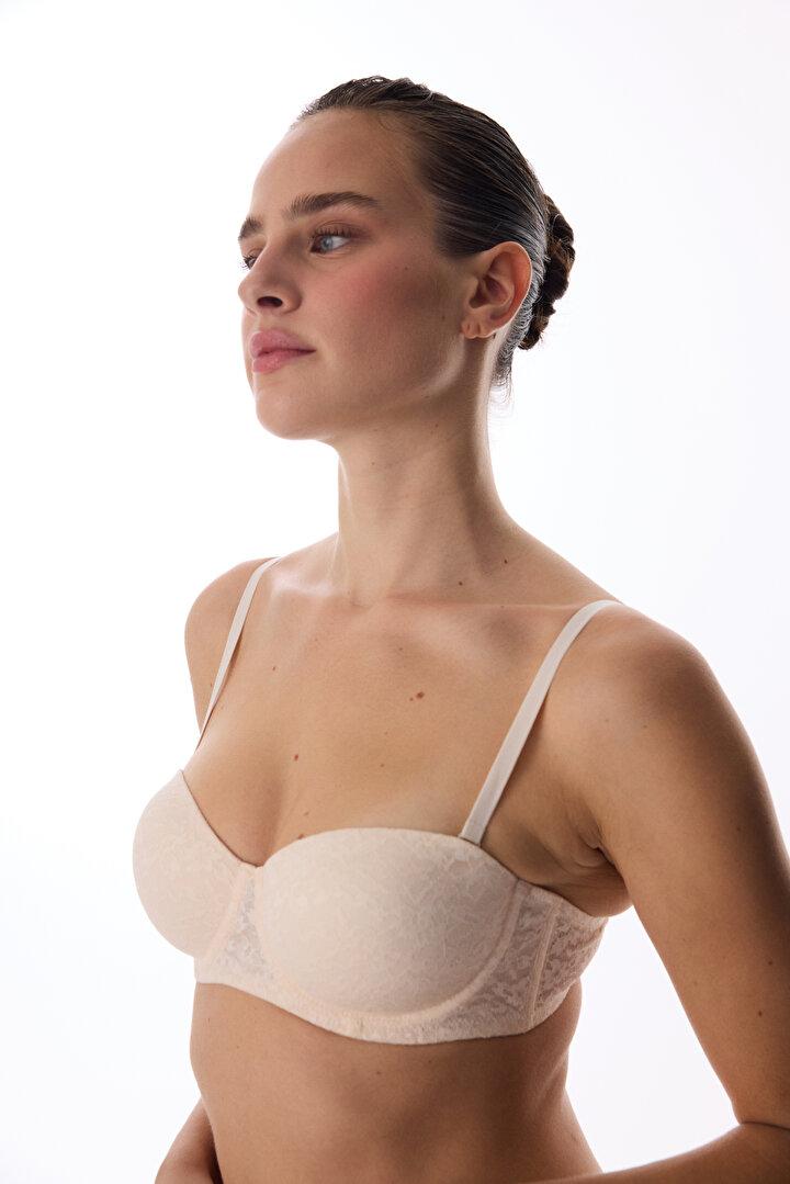 Bej Bloom Lace Dantel Sütyen - 1