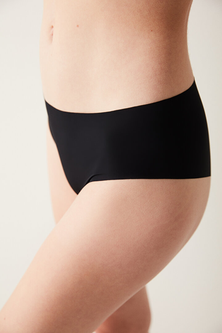 Black Seamless Non-Trace Normal Waist Hipster - 1