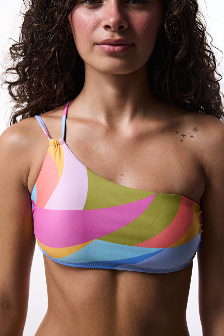 Renkli Beja Halter Bikini Üstü - 2