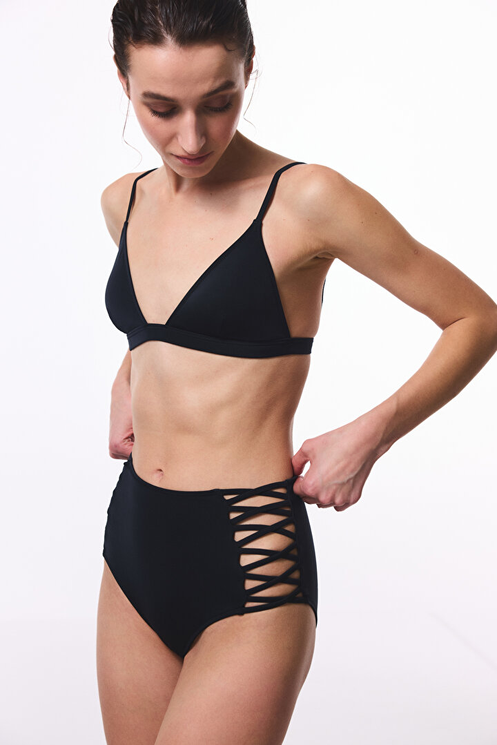 Siyah High Fashion Yüksek Bel Bikini Altı - 2