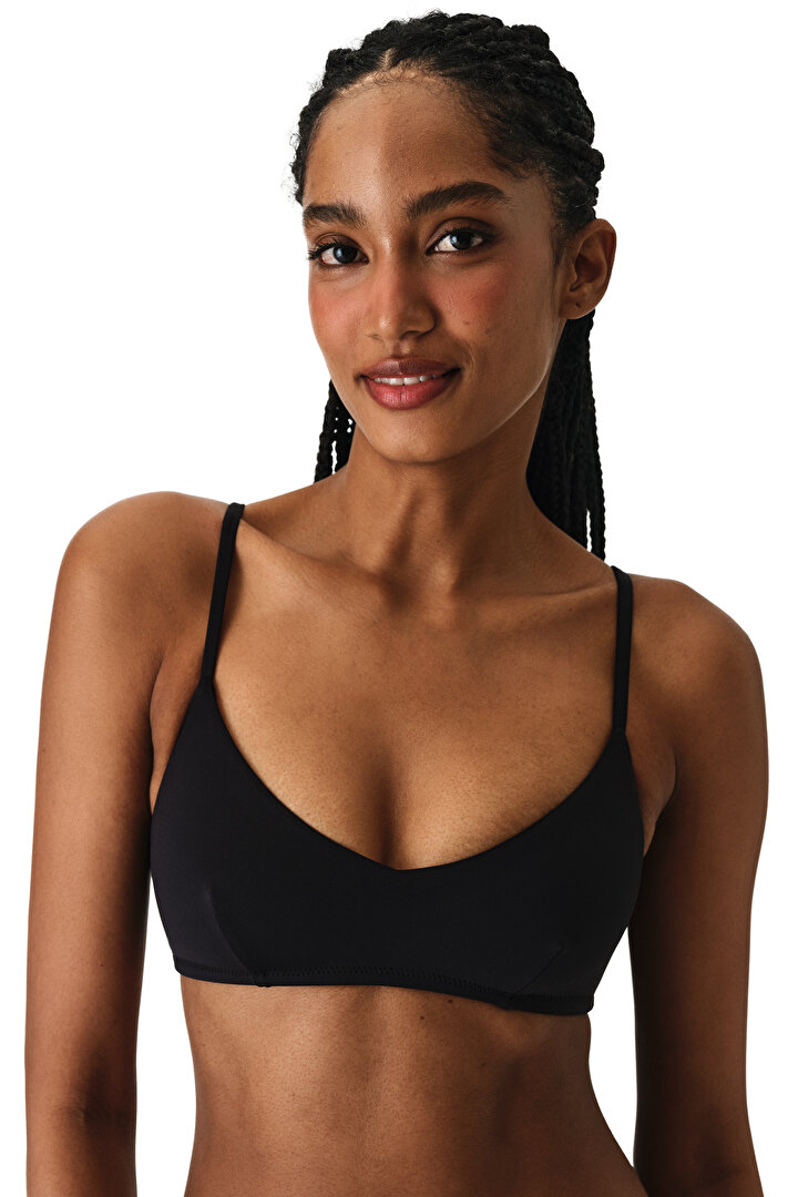 Siyah Front V Bikini Üstü - 1