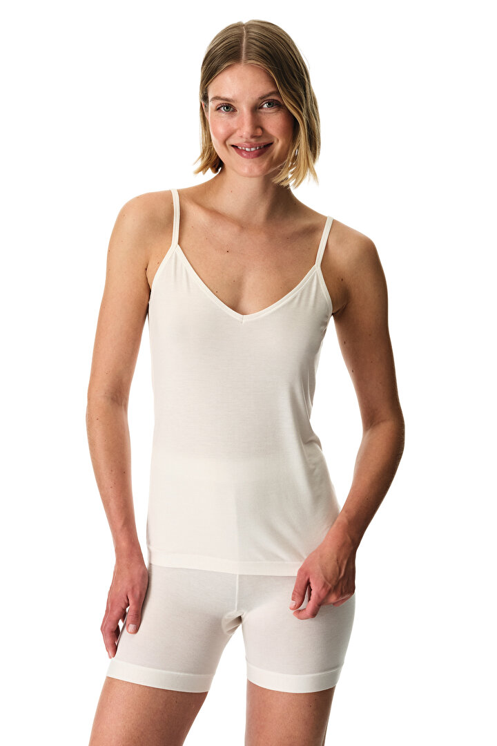 Ecru Collagen Thin-Strap Tank Top - 1