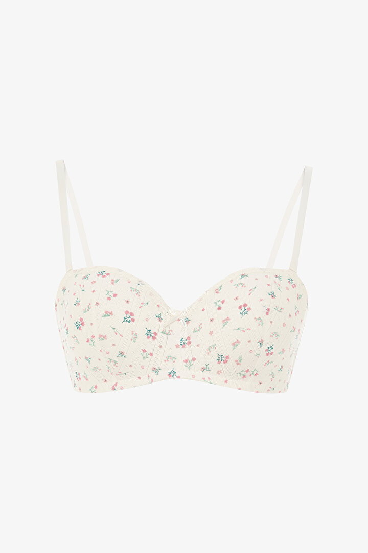 Ekru Lotus Straplez Desenli Pointel Sütyen - 1