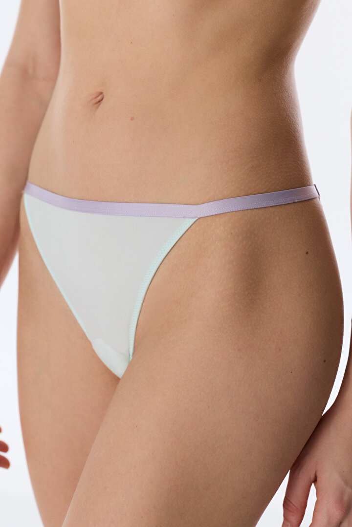 Su Yeşili Micro Lace Dantel Brazilian Külot - 1