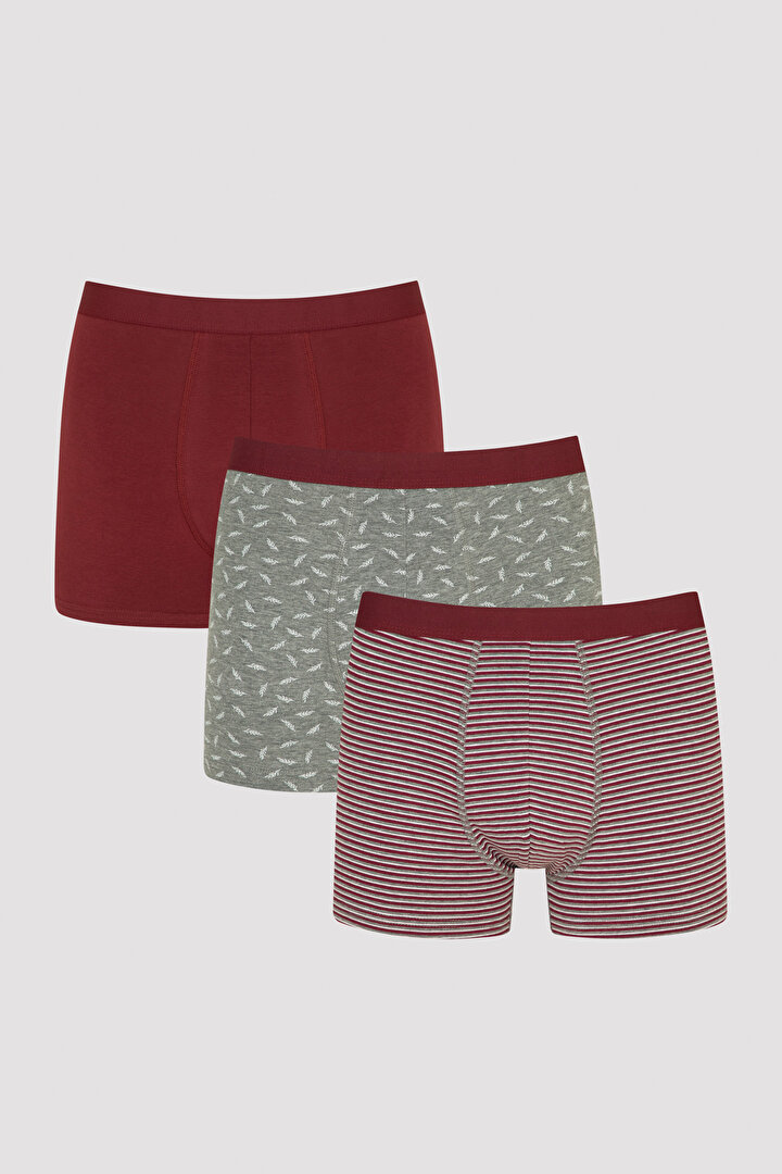 Burgundy Same Tape 3lü Mid Boxer - 1