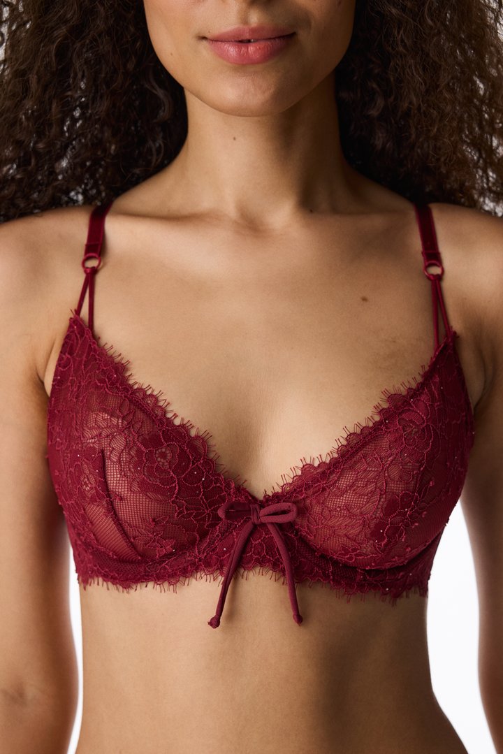 Burgundy Underwired Lace Bra - 2