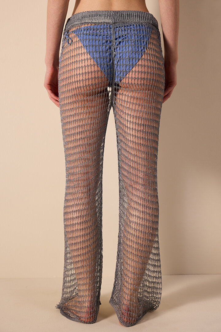 Shiny Fishnet Silver Pants - Gamze Erçel Collection - 2