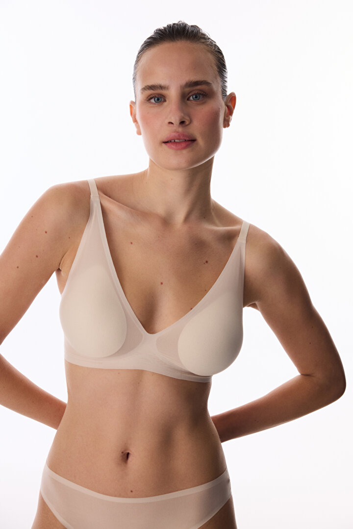 Ceramic Beige Zerogram Decolette Bra - 1