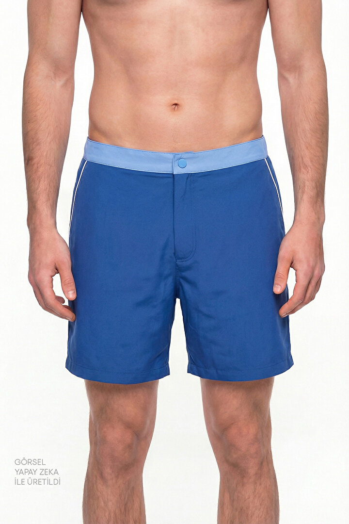 Man Dark Blue Thin Binding Shorts - 1