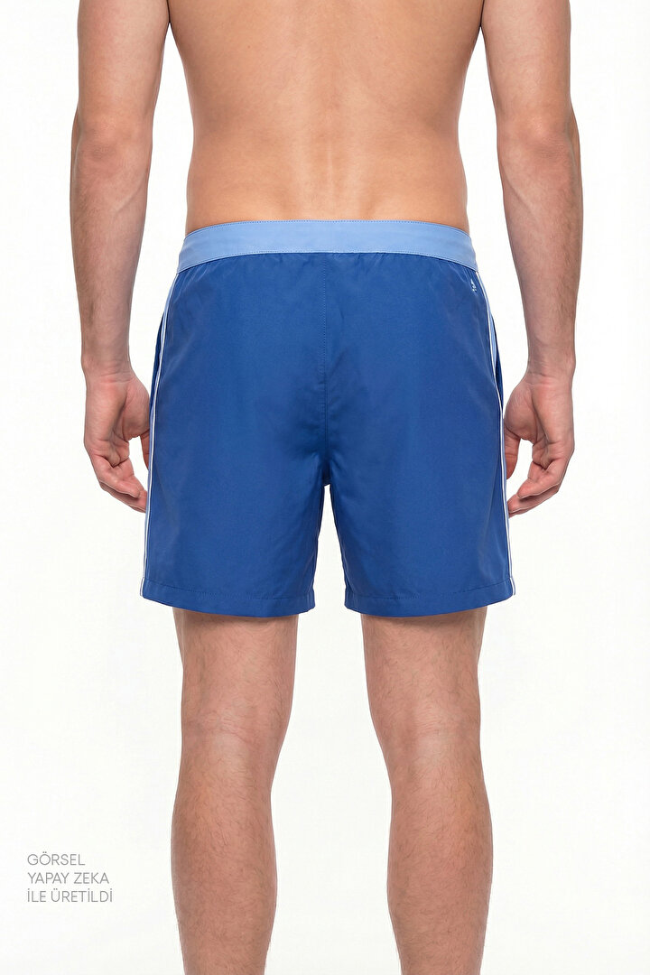 Man Dark Blue Thin Binding Shorts - 2