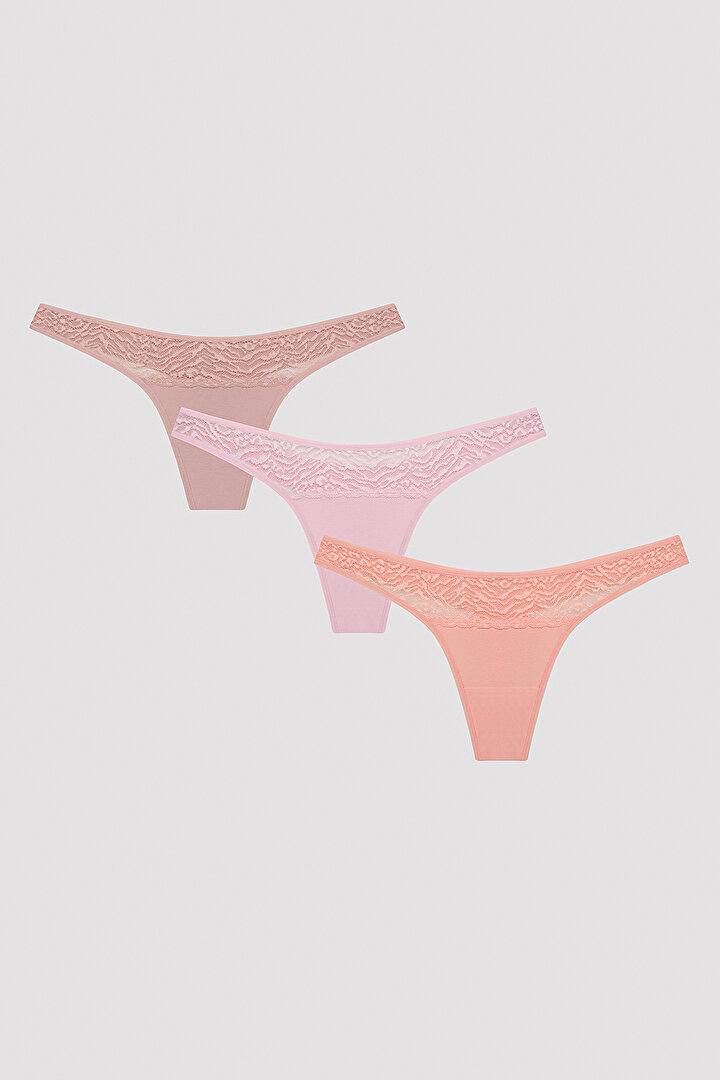 Coral Vibes Lacy Detailed 3in1 Thong - 1