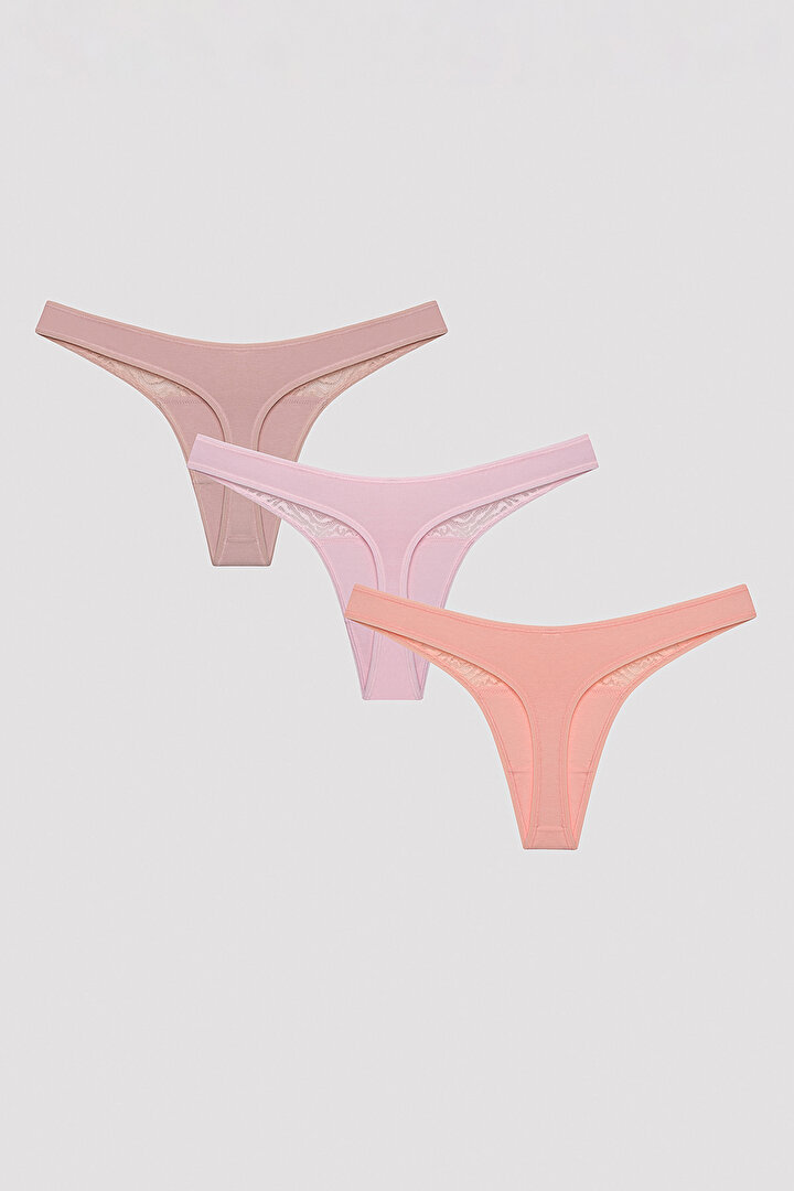 Coral Vibes Lacy Detailed 3in1 Thong - 2