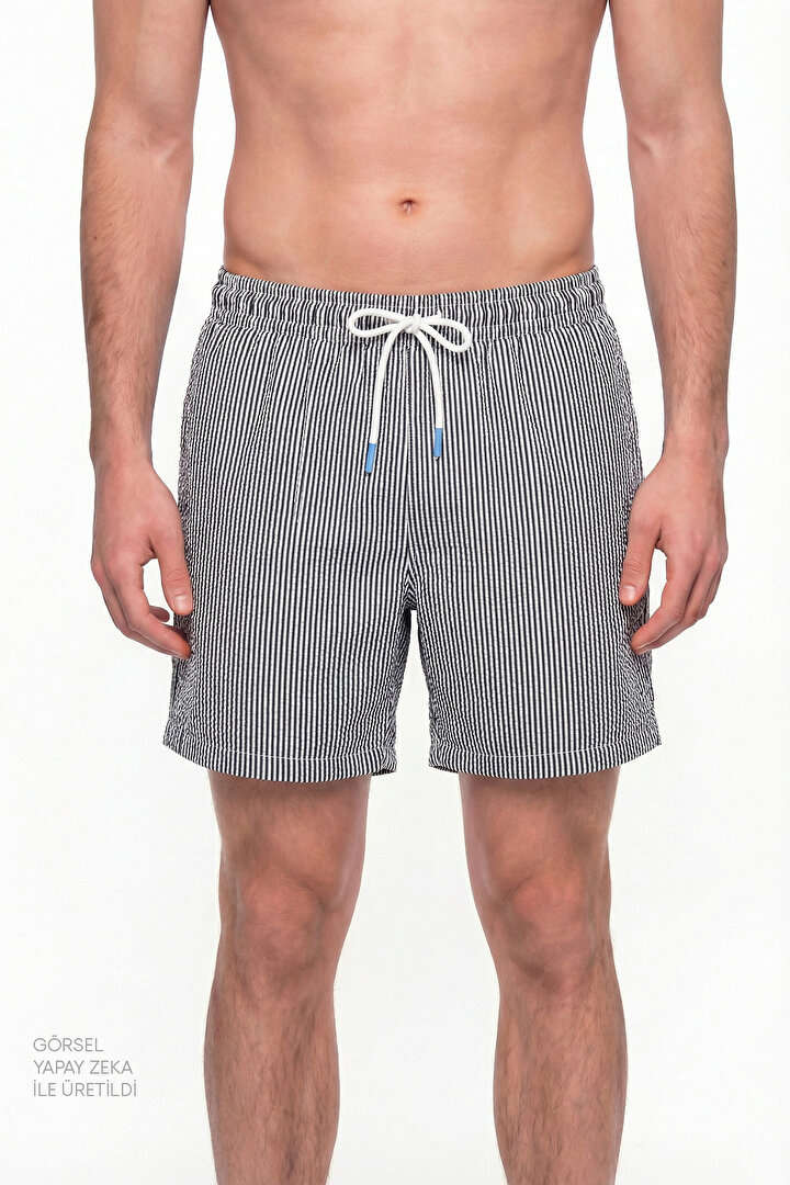 Erkek İndigo Navy Tissue Şort - 1