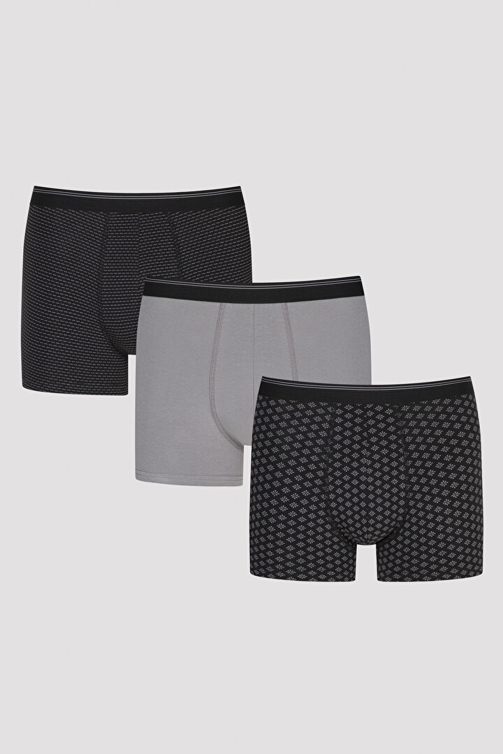 Koyu Gri Same Tape 3lü Boxer - 1