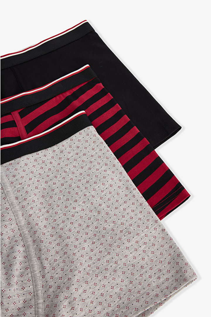 Erkek Red Line Çizgili 3'lü Organik Boxer - 2