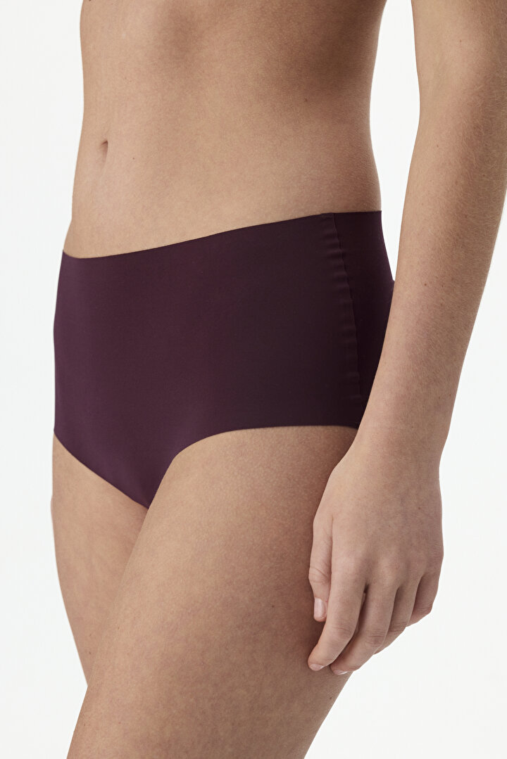 Bordo Invisible Lazer Kesim Yüksel Bel Slip Külot - 1