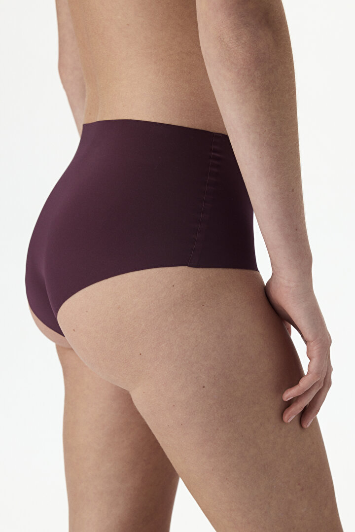 Bordo Invisible Lazer Kesim Yüksel Bel Slip Külot - 2