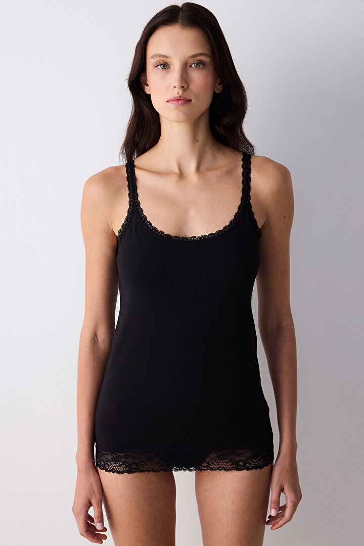 Cotton Lace Black Cami Athlete - 1