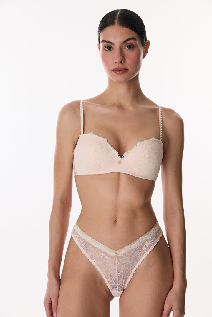 Bej Caroline Lace Dantel Sütyen - 2