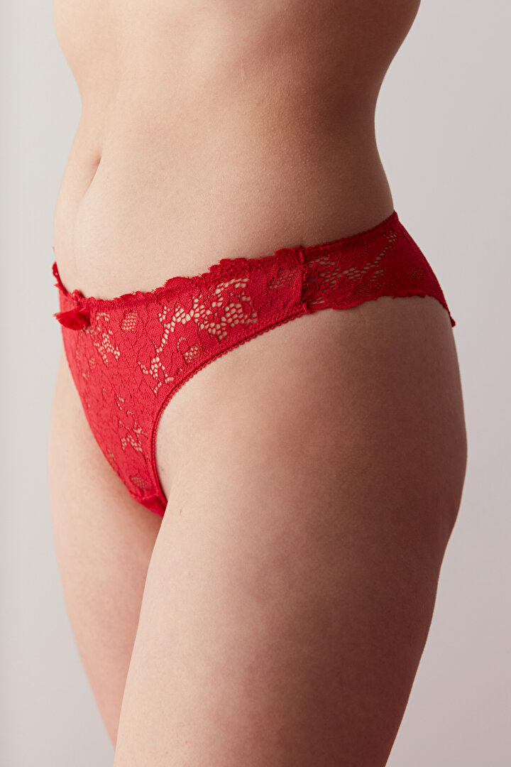 Tango Red Lotus Lace Brazilian Bottom - 2