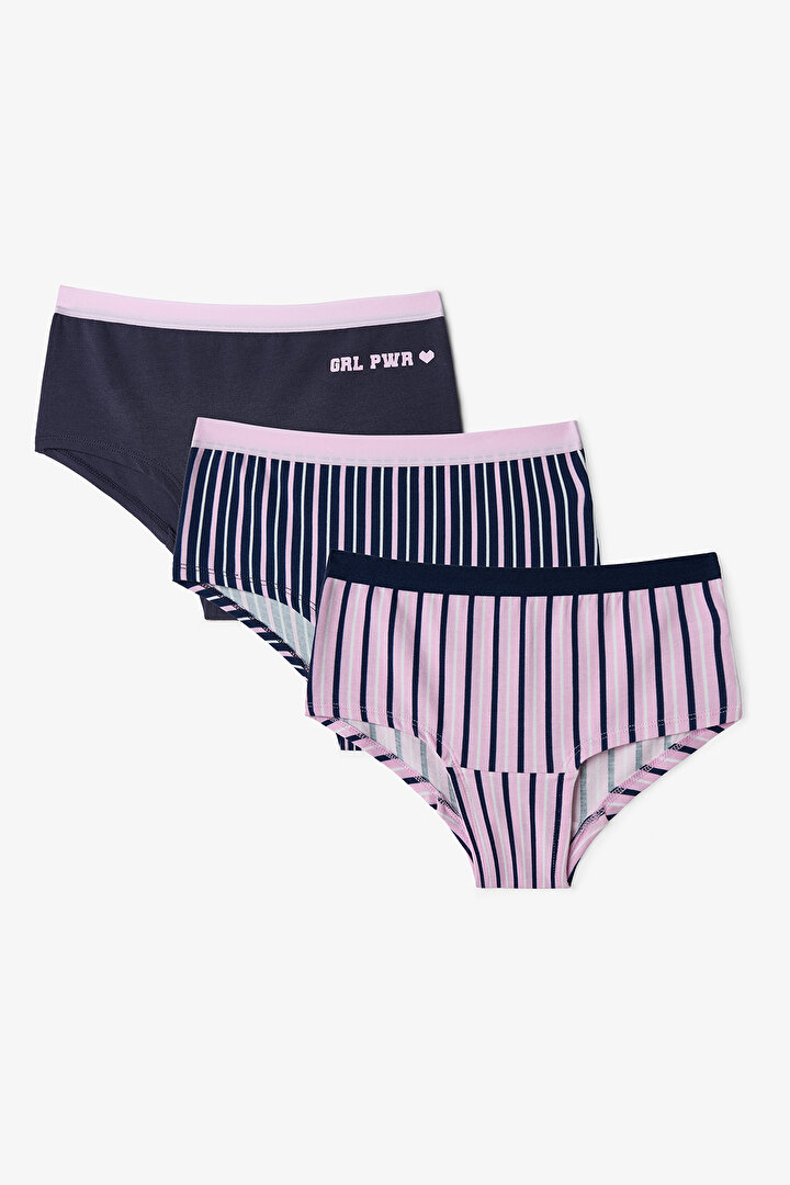 Pembe Kız Çocuk College 3'lü Hipster Külot - 1