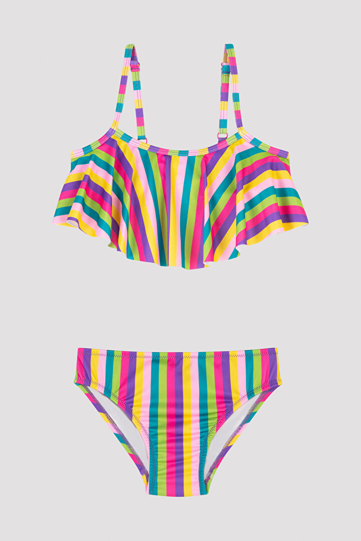 Girls Stripe Bandeau Bikini Set - 1