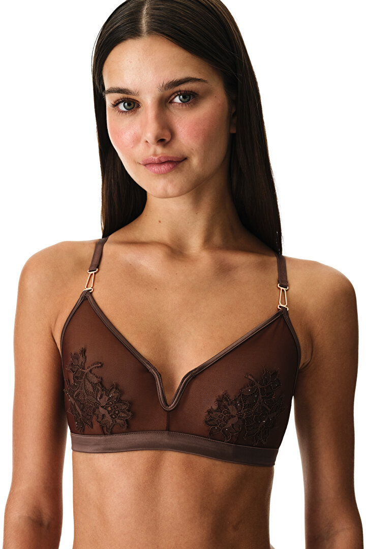 Brown V-Wired Triangle Bra - 1
