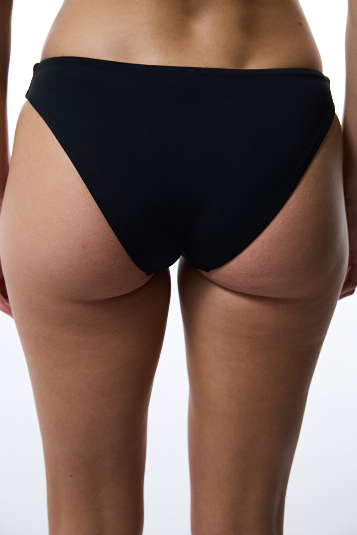 Black Embroidery Slip Bikini Bottom - 2