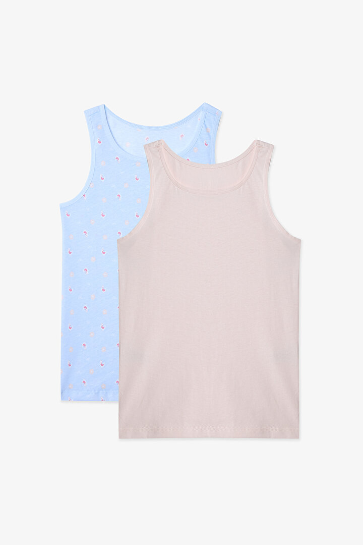 Girls Chicken Floral Patterned Thick Strap 2-Pack Undershirt - 1