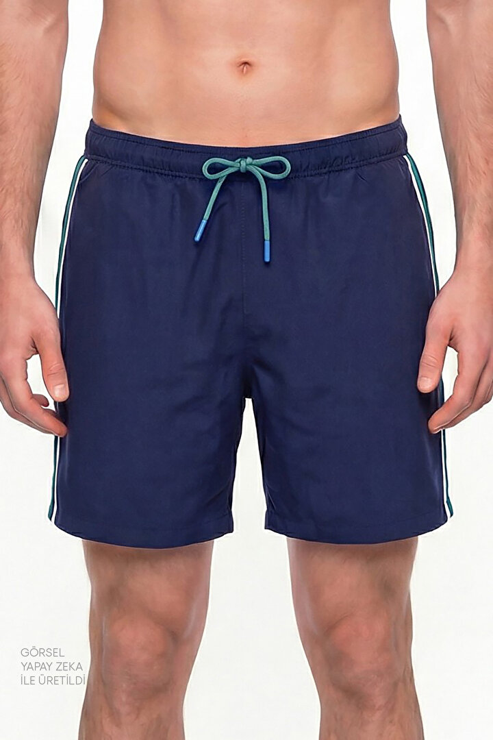 Man Dark Blue Retro Tennis Shorts - 1