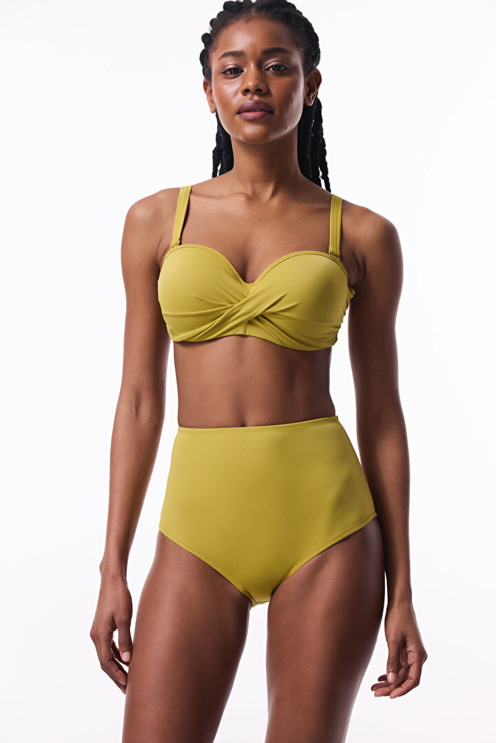 Yağ Yeşili Beauty Toparlayıcı Balenli Balconette Bikini Üstü - 3