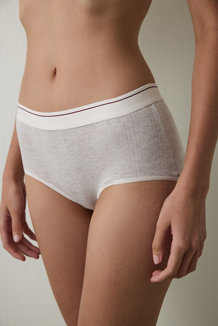 Bej Melanj Yüksek Bel Slip Külot - 1