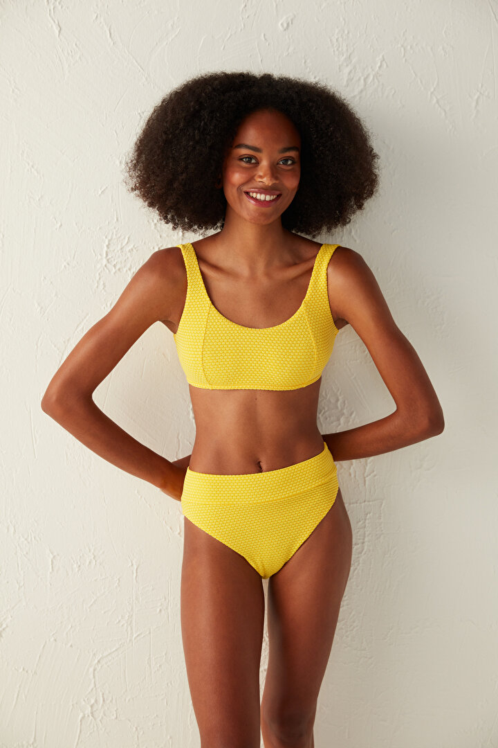 Sarı Mimosa Vintage Yüksek Bel Bikini Altı - 2