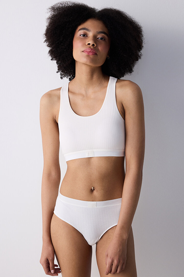 Removable Padded Racer White Bra - 1