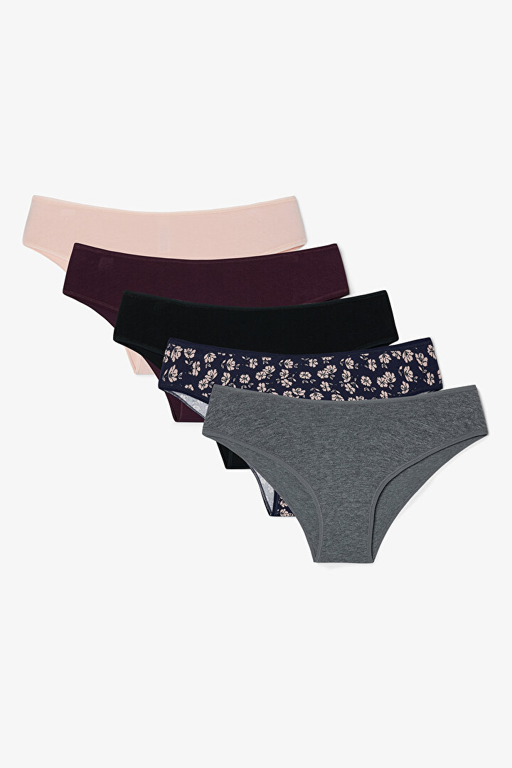 Darker Flower Çiçek Desenli Düşük Bel 5'li Slip Külot - 1