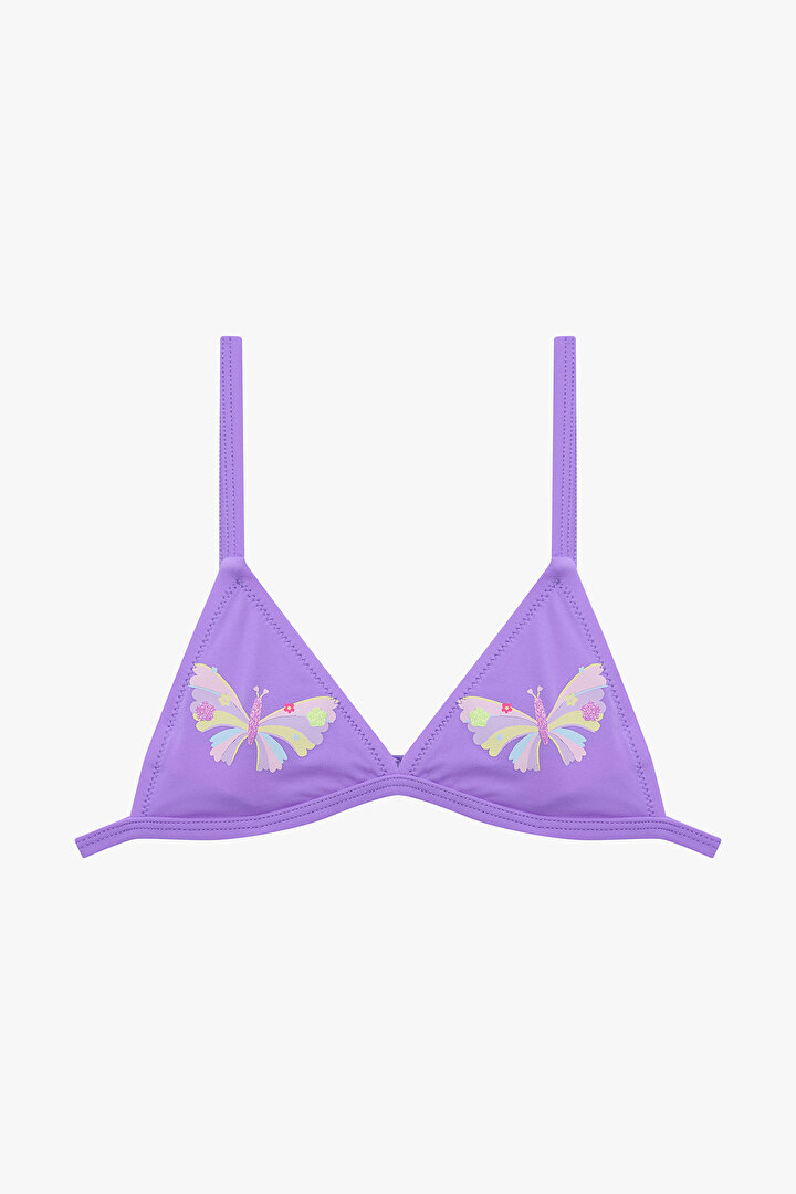 Girls Butterfly Triangle Skirt Lilac Bikini Set - 2