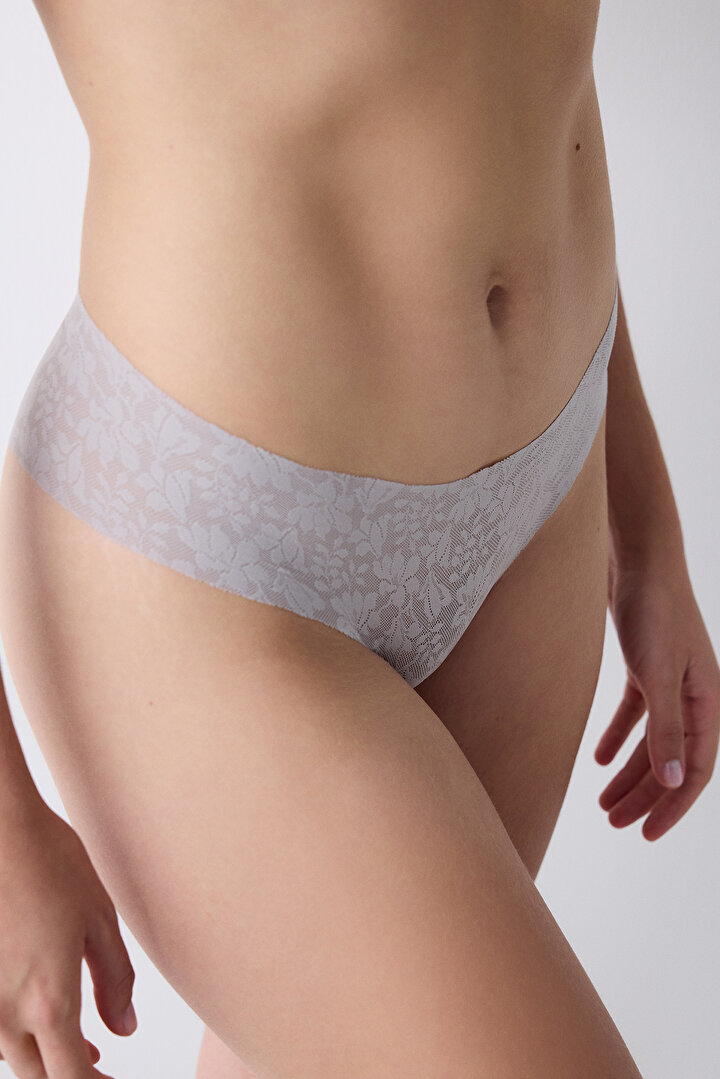 Invisible Laser Cut Lacy Cheeky Grey Hipster - 1