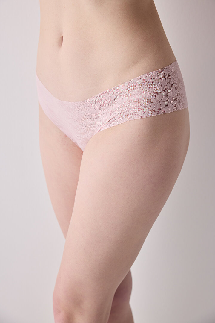 Invisible Laser Cut Lacy Cheeky Pink Hipster - 1