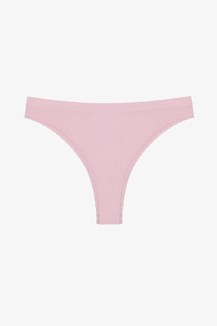 Pembe Ajur Desenli Dikişsiz Brazilian Külot - 1