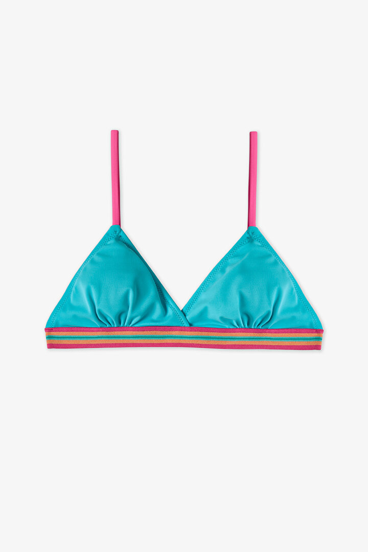 Turquoise Teen Island Triangle Bikini Set - 2