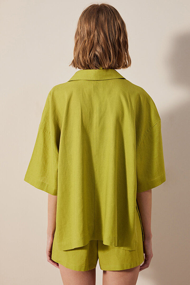 Linen Natural Green Shirt - 2