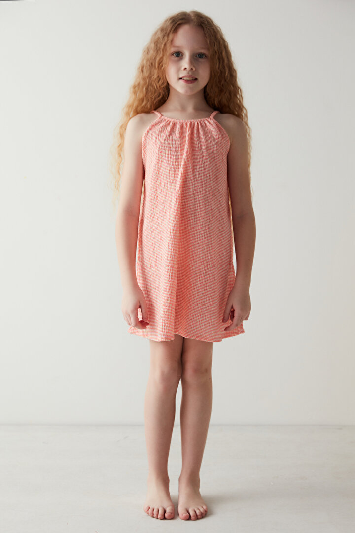 Girls Basic Orange Dress - 2