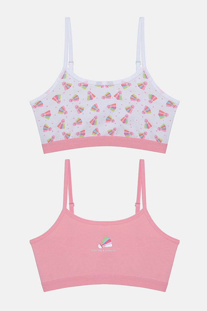 Girls Badminton 2in1 Multi Colour Crop Top - 1