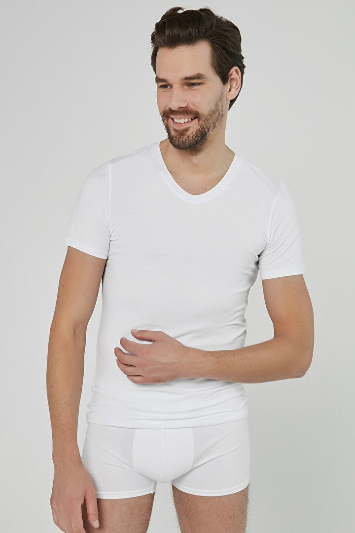 Basic V Yaka Slim 2Li Tişört - 2
