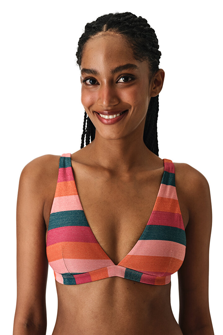 Multicolor Devin Deep V Bikini Top - 1